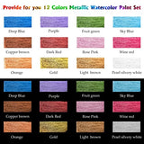 12 Metallic Watercolor Paints Set with 12 Color 60ml Metallic Acrylic Paint Set
