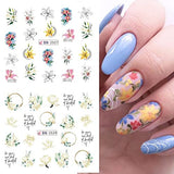 Flowers Nail Art Stickers 12 Sheets Floral Water Transfer Nail Decals Spring Nail Art Decorations Butterfly Flower Dragonfly Design Acrylic Nail Stickers for Women DIY Nail Art Supplies