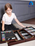 Vigorfun Deluxe Art Set in Wooden Case, with Soft & Oil Pastels, Acrylic & Watercolor Paints, Water Color, Sketching, Charcoal & Colored Pencils, Watercolor Cakes and Tools (Wooden)