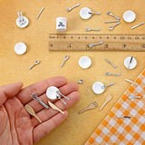 38 Pieces 1:12/ 1:6 Scale Miniatures Dollhouse Kitchen Accessories Include 32 Mini Doll Plates Knife Fork Spoon, 6 Mini Egg Beater Utensil for Dollhouse Tableware Decor Doll Toy Supplies