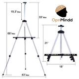 Easel Telescoping Tripod Display Stand-Adjustable 21" to 66" Height-Black Aluminum Alloy with Portable Bag-Designed for Floor and Table-top Displaying or Canvas Painting - by OPN MINDD