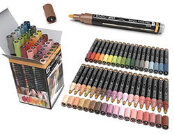 36 Acrylic Paint Pens Skin and Natural Earth Tone Marker Set For Rock Painting, Canvas, Mugs, Glass, Plastic, Wood, Metal, Fabric, Scrapbooking, Most Surfaces. Quick Drying Waterbased (MEDIUM)