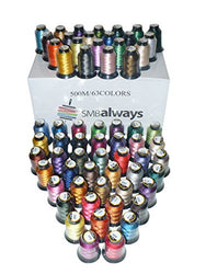 Polyester Embroidery Machine Thread Set (63 Spools, 500m Each) by SMB Always
