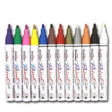 Permanent Paint Marker Pen - Medium Point - Aluminum Pen Body - Oil-based - Fine Tip Markers for Glass Painting , Ceramic , Rock , Metal , Wood , Fabric , Canvas , Set of 12 Colors