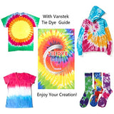 Vanstek Tie Dye DIY Kit, 24 Colors Tie Dye Shirt Fabric Dye for Women, Kids, Men, with Rubber Bands, Gloves, Plastic Film and Table Covers for Family Friends Group Party Supplies
