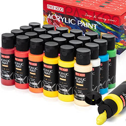 Acrylic Paint Set, ParKoo 24 Colors Craft Paint Supplies (2oz /59ml) for Beginners Students Adult Artist Painter, Non-Toxic Art Paints for Canvas Rock Glass Wood Painting, Mother's Day Gift