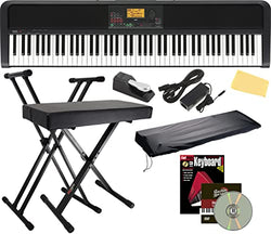 Korg XE20 88-Key Natural-Touch Digital Ensemble Piano Bundle with Adjustable Stand, Bench, Power Adapter, Damper Pedal, Keyboard Cover, Instructional Book & DVD, and Austin Bazaar Polishing Cloth