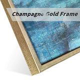 Hardy Gallery Hand Painted Canvas Painting Framed: Abstract Heavy Textured Dark Blue Gold Foils Embellishment Wall Art Large for Bedroom (45” x 30'' x 1 Panel)