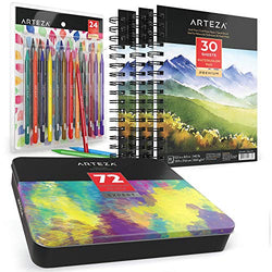 ARTEZA Watercolor Pencils Bundle: Professional Watercolor Pencils Set of 72, Woodless Watercolor