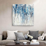 UTOP-art Modern Abstract Wall Art Canvas:Blue and Gray Artwork Aque Painting for Living Room