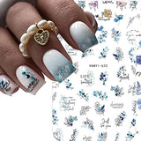 8 Sheets Flower Nail Art Stickers Decals 3D Self-Adhesive Floral Nail Decals Design Butterfly Lavander Nail Art Supplies Leaf Pegatinas Uñas for Nail Decoration Spring Nail Stickers for Women Manicure Tips