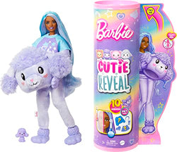 Barbie Cutie Reveal Doll with Purple Hair & Poodle Costume, 10 Suprises Include Accessories & Mini Pet (Styles May Vary)