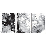 wall26 - 3 Panel Canvas Wall Art - Black Cloud Abstract Heavy Splattered Brush Stroke Painting - Giclee Print Gallery Wrap Modern Home Art Ready to Hang - 24"x36" x 3 Panels
