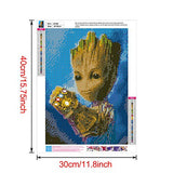 Betionol DIY 5D Diamond Painting Kits for Kids & Adults, Full Drill Crystal Rhinestone Painting by Number Kits with The Theme of Marvel Groot, 12 x 16 inch