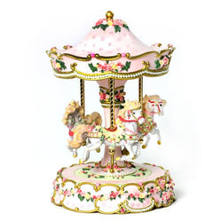 The San Francisco Music Box Company Hearts and Roses 3-Horse Carousel