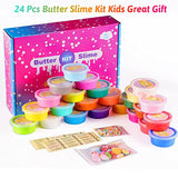 SCIONE 24 Pcs Butter Slime Kit for Girls Easter Basket Suffers for Kids Cotten Candy Slime Party Favors, DIY Putty Slime Toys School Education Rewards Super Soft Stress Relief Toy