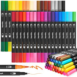 Markers for Adult Coloring, Coloring Pens for Adult Coloring Books, Dual Tip with Brush and Fine Tip for Adult Teen Kids Coloring Journaling Taking Bullet Lettering Drawing (36 Colors Set)