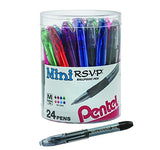 Pentel RSVP Mini Ballpoint Pen, (1.0mm) Medium Line, 24-Assorted Ink in Clear Cylinder Pack