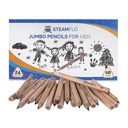 Kids Pencils for Beginners, Toddlers and Preschoolers with Jumbo Triangle Shape, Soft 6B Graphite, Fat Pencils With Easy Grip and Thick Core (24 pack)