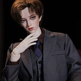 1/3 BJD Doll Handsome Boy SD Dolls Advanced Resin Ball Jointed Dolls with Full Suit + Fur Collar Coat + Leather Shoes + Short Hair + Tie, 100% Handcrafted