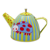 Slimy Toad Wiggly Bug Metal Tea Set & Carry Case Toy (14 Piece Kids Tea Set) Green, Blue, Yellow, Red