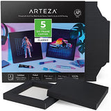 Arteza Black Foldable Canvases and Glitter Acrylic Paint Set 14 Bundle for Painting, Drawing