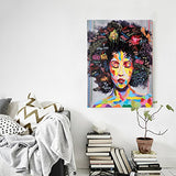 FREE CLOUD Crescent Art Black Art African American Wall Art for Living Room, Original Design Painting on Canvas Print (A, 16 x 20 inch)