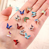 20 Pcs 3D Butterfly Nail Charms Crystals ICY Clear Rhinestones, Crystals Diamonds Rhinestones Bow for Nail Art Beauty Design Decoration Craft Jewelry DIY