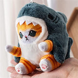LKMYHY 7'' Cute Shark Cat Plush Toy, Fried Shrimp Kitten Stuffed Animal Doll, Soft Birthday & Christmas Gifts for Kids