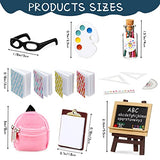 14 Pieces Mini Doll School Supplies for 11.5 inch Doll , Includes Mini Doll Backpack Glasses Blackboard Miniature Books Paper Clipboard Pencil Doll Rulers Doll Accessories(Chic Style)