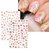 JMEOWIO 10 Sheets Spring Flower Nail Art Stickers Decals Self-Adhesive Pegatinas Uñas Floral Leaves Nail Supplies Nail Art Design Decoration Accessories