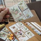 4 Sets/72 Pcs Post Stamp Stickers Vintage Postage Stamps Assortment Adhesive Paper Sticker Decor Envelope/Bag Seal by EORTA for Diary Album Scrapbook DIY Craft Gift, Kids, Students, Retro Lady Theme