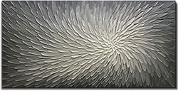 Amei Art,30x60 Inch Abstract Flower Textured Oil Paintings 3D Hand-Painted Elegant Grey Wall Art on Canvas wood Inside Framed Wood Inside Framed Ready to Hang