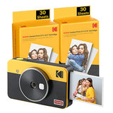 KODAK Mini Shot 2 Retro 4PASS 2-in-1 Instant Digital Camera and Photo Printer (2.1x3.4 inches) + 68 Sheets Bundle, Yellow