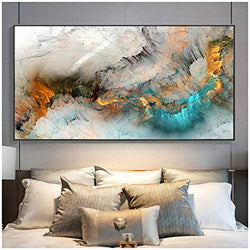 Print On Canvas Gray Blue Yellow Cloud Abstract Canvas Painting Wall Art Prints Poster Picture Living Home Room Decoration No Frame