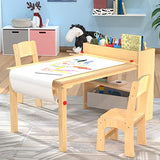 Kids Art Table and 2 Chairs, Wooden Drawing Desk, Activity & Crafts, Children's Furniture, 42x23
