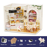 Spilay DIY Miniature Dollhouse Wooden Furniture Kit,Handmade Mini Home Model with Dust Cover & Music Box ,1:24 Scale Creative Doll House Toys for Children Gift(Cake Diary) H014