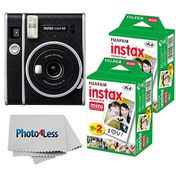 Fujifilm Instax Mini 40 Instant Camera + Fujifilm Instax Mini Twin Pack Instant Film x2 - Instant Camera Gift Bundle