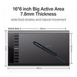 Graphics Tablet M708 UGEE 10 x 6 inch Large Active Area Drawing Tablet with 8 Hot Keys, 2048 Levels