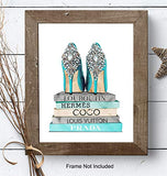 Tiffany Blue Designer Shoes Poster Print - Books of Louis Vuitton, Prada, Louboutin - Glam Home Decor - Designer High Heels - Fashion Design Wall Art - Glamour Wall Decor for Women - Luxury Gifts