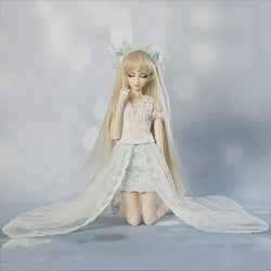 BJD Handmade Doll White Lace Suit Including Headdress for 1/3 BJD Girl Dolls Clothes Accessories