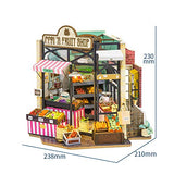 HMANE Miniature Dollhouse Kit, DIY Wooden Miniature Furniture House Decorations with LED, Carls Fruit Shop