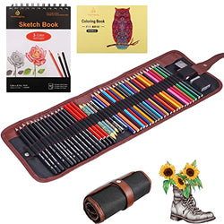 Sketch & Drawing Art Pencil Kit 52 Piece Set, 24 Color Pencil for Coloring Books, Pencil of Graphite & charcoal, 3-color Sketchbook, coloring book Etc, Art Supply Ideal for Adult Student Beginner Teen