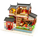 Roroom Dollhouse Miniature with Furniture,DIY 3D Wooden Doll House Kit Chinese Courtyard Style Plus with Dust Cover and Music Movement,1:24 Scale Creative Room Idea Best Gift for Children Friend Lover