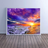 DIY Diamond Painting Kit for Adult,Sunset on Sea Round Diamond Drills 15.7x11.8 inch,5D Gem Art and Craft Puzzle for Adult,Embroidery Jewel Painting for Wall and Gift