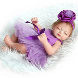 Pinky 26cm 10inch Mini Hard Vinyl Silicone Full Body Reborn Baby Doll Realistic Newborn Dolls with Purple Dress Xmas Birthday Present