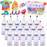 Tie Dye Kit 18 Pieces Non-Toxic Shirt Fabric Color Permanent One-Tier for Parties, Gatherings, Festivals Adding Textile Dyes & Fashion Craft Kits for Kids, Adults and Groups