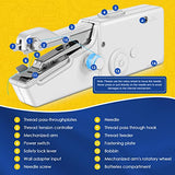 Handheld Sewing Machine Practical Sewing Tool,Mini Handheld Sewing Machine for Quick Stitching,Portable Sewing Machine Suitable for Home,Travel and DIY,Electric Handheld Sewing Machine for Beginners,White