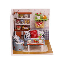 House DIY, Putars DIY Dollhouse Wooden Miniature Furniture Kit Mini Wooden Doll House with Light Best Birthday Gifts for Women and Girls Kids 11.5x11.5x12cm