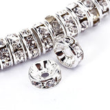 BRCbeads 8mm Silver Plated Crystal Rondelle Spacer Beads 100pcs per bag for jewelery making(#001